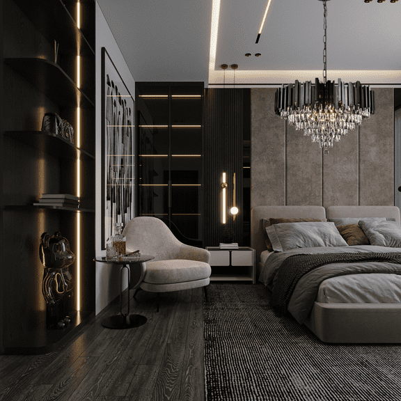 Modern Crystal Chandelier lighting 19 lights Transitional design 32"x18" in Black color with original Crystals