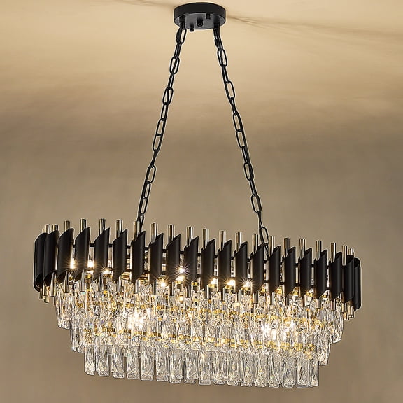 Modern Crystal Chandeliers for Dining Room, Island Linear Light Fixture Over Table,10-Light Height Adjustable Hanging Pendant Light Fixtures for Kitchen Island, Living Room, Bedroom