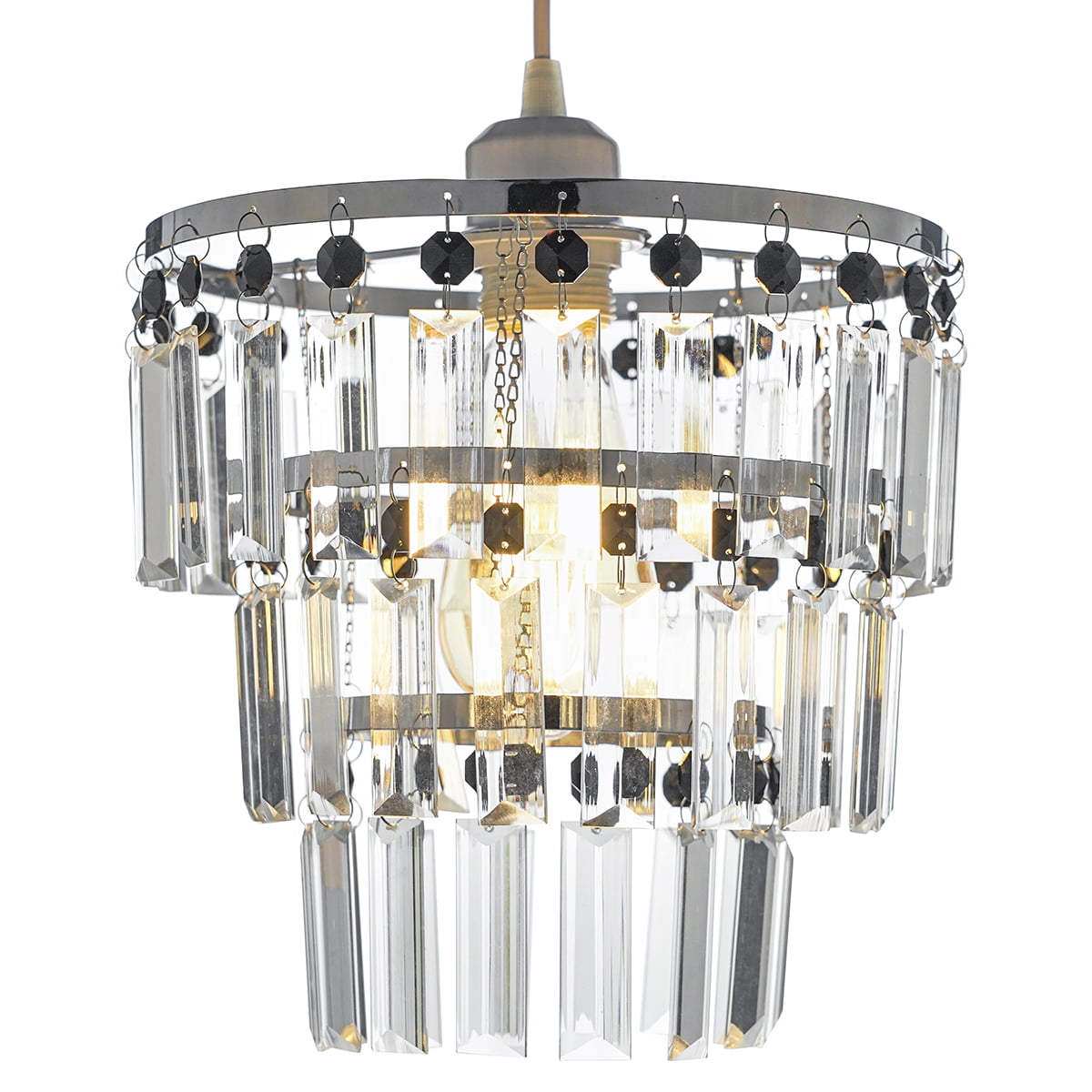 Modern Crystal Chandeliers, Round Crystals Chandelier Ceiling Lighting Fixture Modern 3-Tier Crystal Pendant Lamp for Dinning Rooms Living Room Foyer