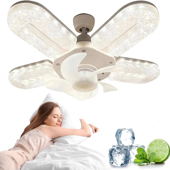 Modern Crystal Effect LED Fan Chandelier, 12 Inch Dimmable 5-Blade Ceiling Light with Remote, E27 Mount for Home Use
