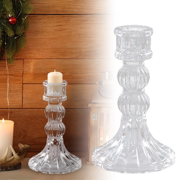 Modern Glass Candle Holder Centerpiece Metal Base Clear Glass Gothic Design Sturdy for Home Dining Wedding Party Anniversary Celebration Ambient Lighting