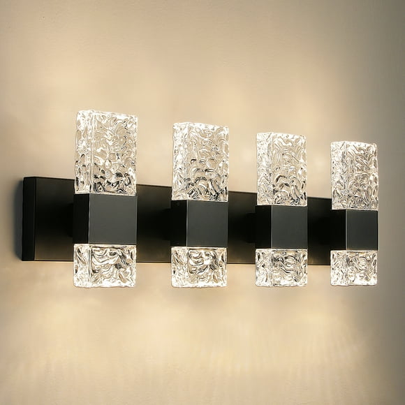 Modern Crystal Wall Sconce 4-Light  with Bubble Glass and 4000K LED Light - Bathroom Vanity Light Fixtures for Living Room Bedroom