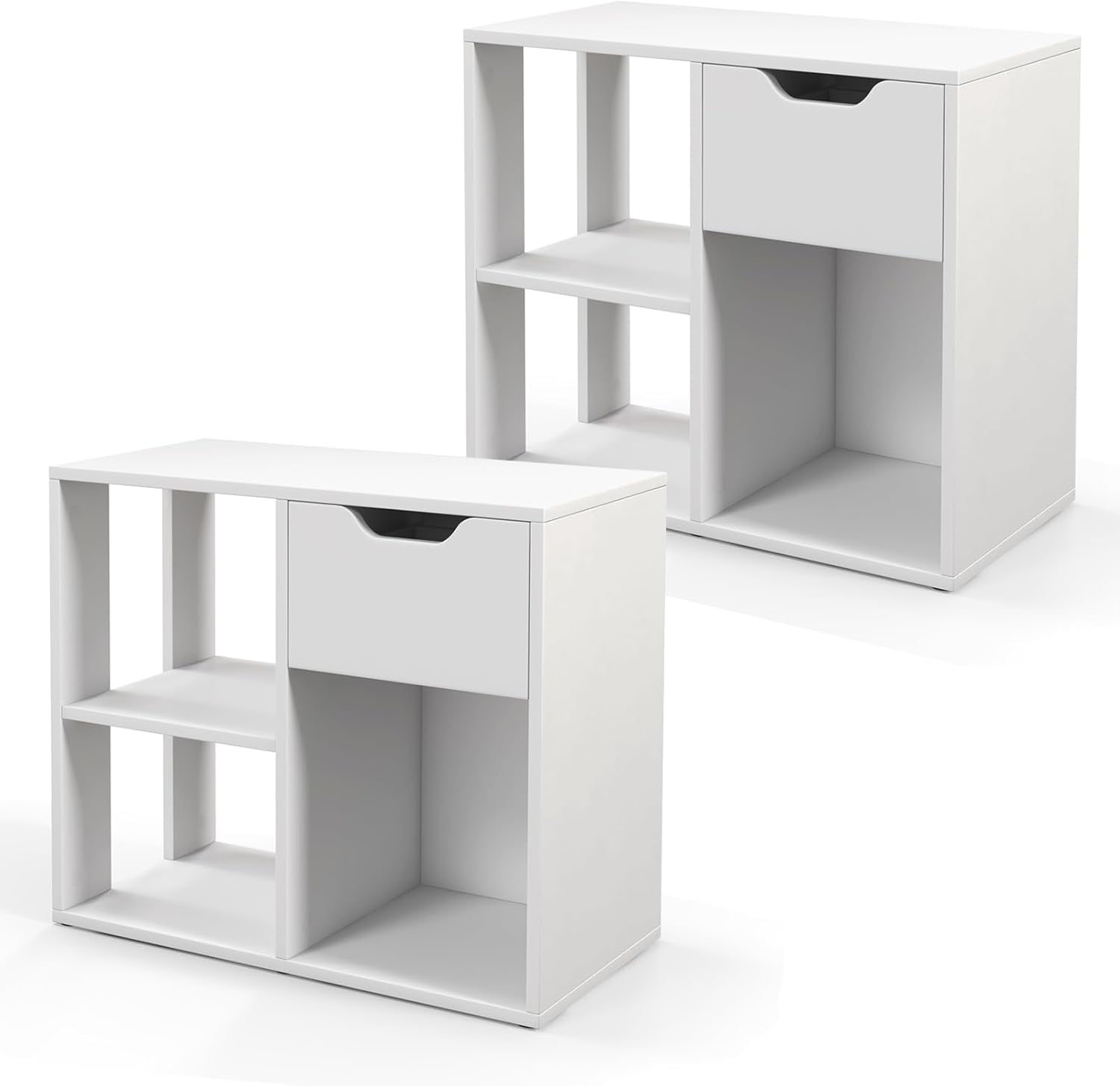 GOFLAME 3 Cube Bookcase with Drawer Set of 2, Modern Simple Bookshelf ...