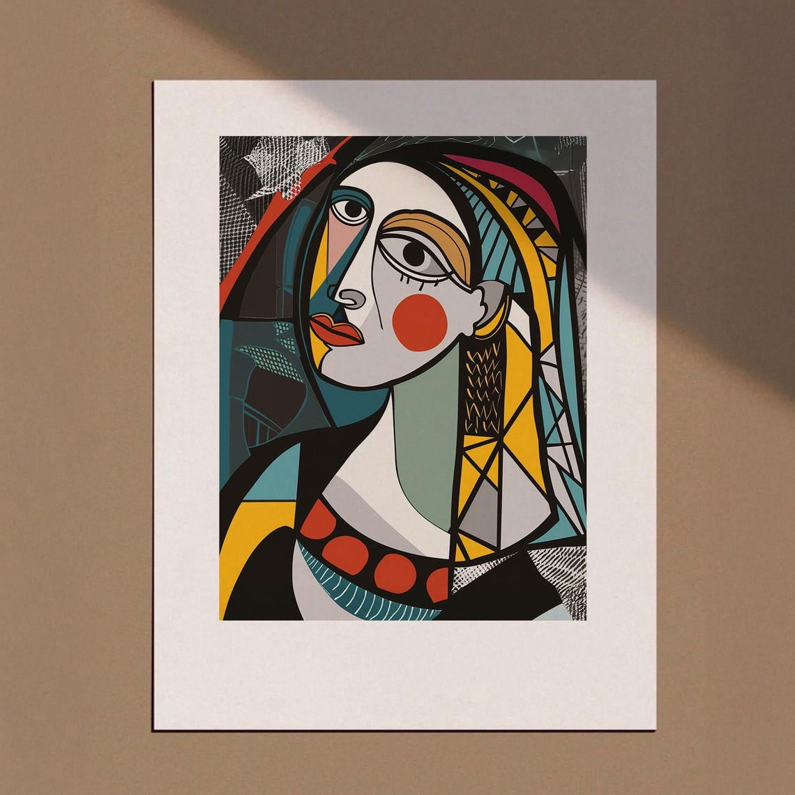 Modern Cubism Face Wall Art, Abstract Geometric Woman Portrait ...