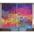 thumbnail image 1 of Ambesonne Abstract Curtains 2 Panel Set, Leaf Shaped Wavy Boho, 108" x 84", Multicolor, 1 of 3