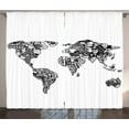 thumbnail image 1 of Ambesonne Sketchy Curtains 2 Panel Set, Sketch Style Atlas Exotic, 108" x 84", White Black, 1 of 3