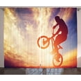 thumbnail image 1 of Ambesonne Modern Curtains 2 Panel Set, Man on Bike Sun, 108" x 90", Multicolor, 1 of 3