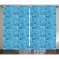 thumbnail image 1 of Ambesonne Geometrical Curtains 2 Panel Set, Lines Dots Circles, 108" x 63", Turquoise Red and White, 1 of 3