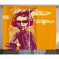 thumbnail image 1 of Ambesonne Music Curtains 2 Panel Set, Grotesque Man Headphones, 108" x 96", Marigold Maroon, 1 of 3