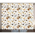 thumbnail image 1 of Ambesonne Brown Curtains 2 Panel Set, Croissant Bagels Coffee, 108" x 96", Sand Brown White, 1 of 3