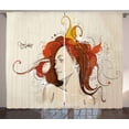 thumbnail image 1 of Ambesonne Modern Curtains 2 Panel Set, Muse Woman Grungy Mystic, 108" x 108", Beige Dark Orange, 1 of 3