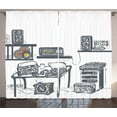 thumbnail image 1 of Ambesonne Modern Curtains 2 Panel Set, Music Devices Turntable, 108" x 90", Cadet Blue, 1 of 2