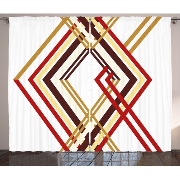 Ambesonne Modern Curtains 2 Panel Set, Diamond Like Border Line, 108