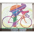 thumbnail image 1 of Ambesonne Modern Curtains 2 Panel Set, Cycling Man on Bike, 108" x 96", Multicolor, 1 of 3
