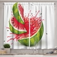 thumbnail image 1 of Modern Curtains 2 Panels Set, Summer Fruit Ripe Watermelon Cuts with Splashes of Juice Drops Print, Window Drapes for Living Room Bedroom, 55W X 39L Inches, Red White and Fern Green, by Ambesonne, 1 of 3