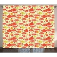 thumbnail image 1 of Ambesonne Yellow Curtains 2 Panel Set, Cup with Dots and Fruits, 108" x 108", Yellow Scarlet, 1 of 3