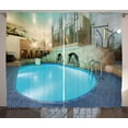 thumbnail image 1 of Ambesonne Pool Curtains 2 Panel Set, Spa Resort Relaxing, 108" x 108", Blue Aqua Beige, 1 of 2
