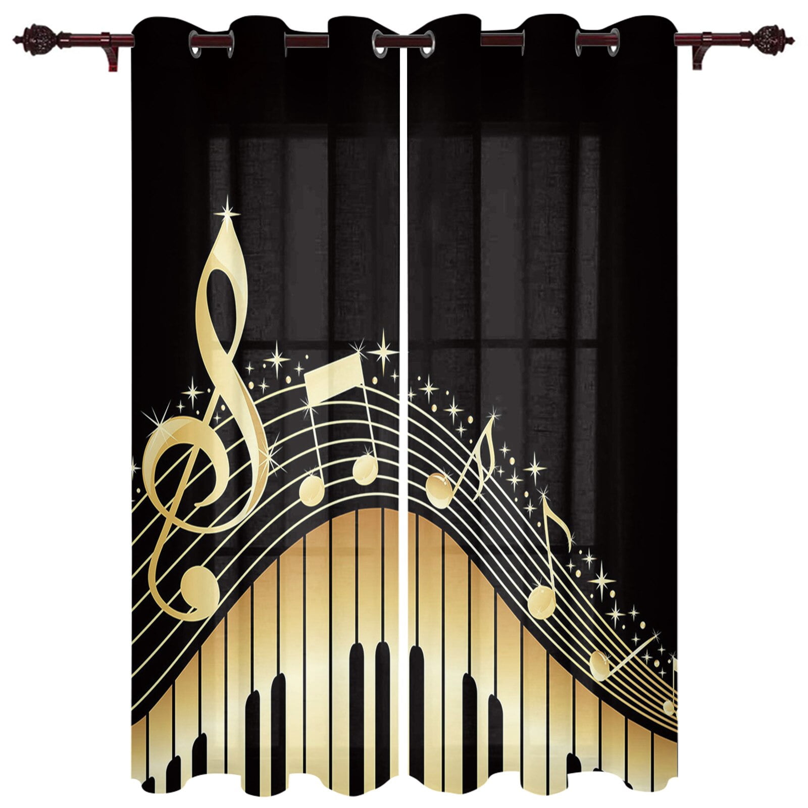 Modern Curtains Musical Note Butterfly Harp Baby Room Bedroom Creative Curtains Kitchen Living
