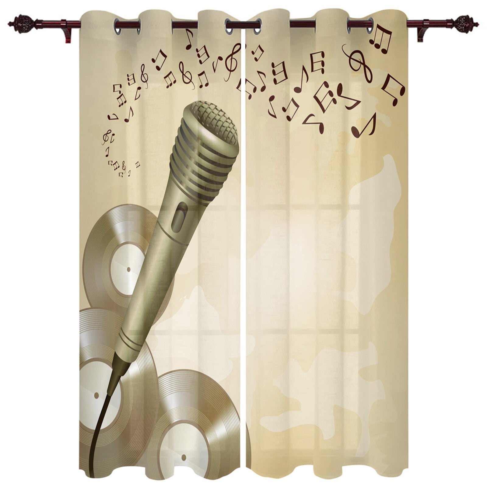 Modern Curtains Musical Note Butterfly Harp Baby Room Bedroom Creative