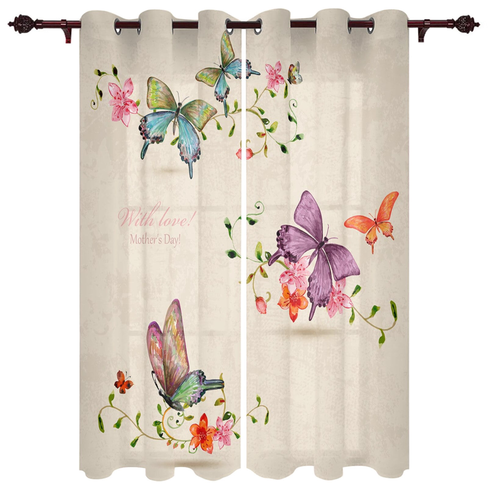 Modern Curtains Retro Flower Butterfly Baby Room Bedroom Creative ...