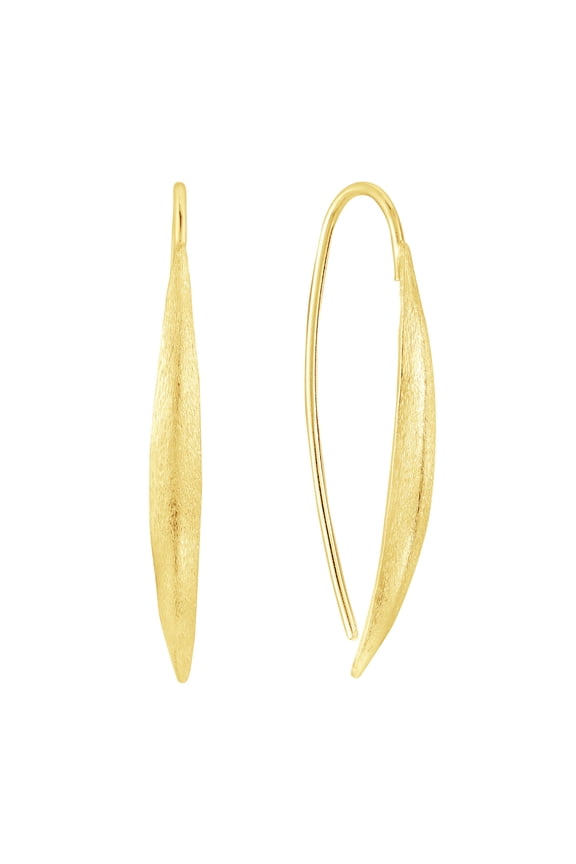 Modern Curve Satin Brush Gold Plated Sterling Silver Slide Hook Earrings