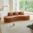 thumbnail image 1 of Modern Curved 5-Seater Sectional Sofa Couch | Plush Velvet Upholstery in Beige, Orange, Gray | Spacious & Stylish Living Room Furniture | Easy Assembly | 109" L, 1 of 7