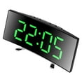 thumbnail image 1 of Modern Curved Digital Alarm Clock Temperature Date Display Nightlight Quiet Operate USB Power, 1 of 8