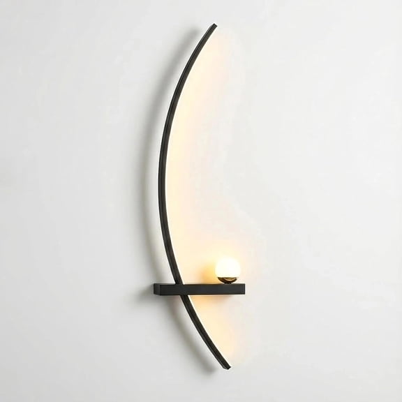 Modern Curved LED Wall Sconce, three color temperature adjustment, soft eye protective glow, multi angle install linear wall lamp for bedroom hallway staircase living room home ambient decoration