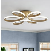 Modern Curved Linear LED Flush Mount Ceiling Light Fixture Gold