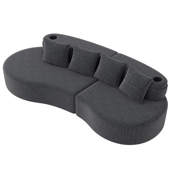 Modern Curved Sectional 3 Seat Minimalist Elegant Half Moon Sofa Compressed Modular Sectional Sofa for Living Room, Office, Apartment (Gray)