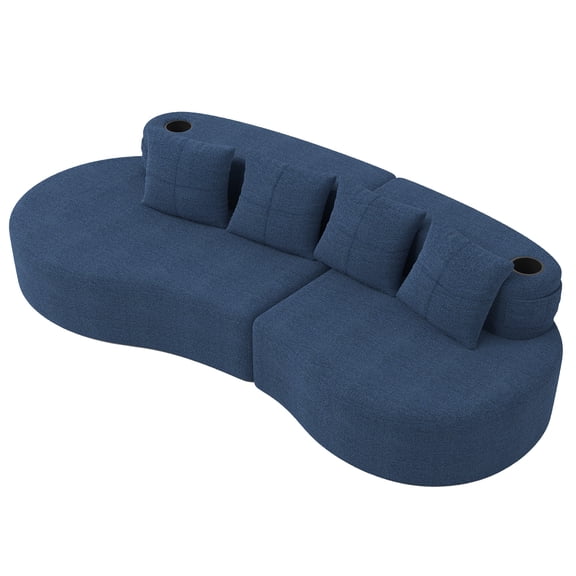 Modern Curved Sectional 3 Seat Minimalist Elegant Half Moon Sofa Compressed Modular Sectional Sofa for Living Room, Office, Apartment (Navy)