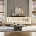 thumbnail image 1 of Modern Curved Sofa for Living Room Family Movie Nights and Reading Hours, Soft Boucle Fabric Upholstery with Solid Wood Frame, Compact Size for Small Spaces, 1 of 9