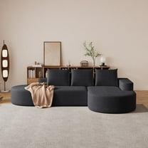 Modern Curved Sofa with Right Facing Chaise, Chenille Upholstered Sectional Sofa Couch Set, Modular 108.5" L Shaped Sectional Living Room Sofa Set with 3 Pillows, Free Combination Sofa Couch (Black)