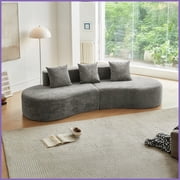 Modern Curved Velvet Sectional Sofa, 5-Seater Couch for Living Room & Apartment, Stylish Comfort with Easy Assembly