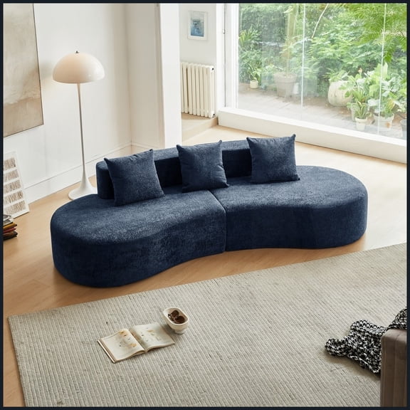 Modern Curved Velvet Sectional Sofa, 5-Seater Couch for Living Room, Stylish & Comfortable with Included Pillows