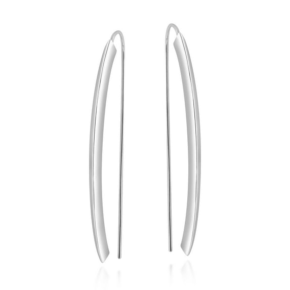 Modern Curves Long Sterling Silver Slide-Through Dangle Earrings for Female Adult