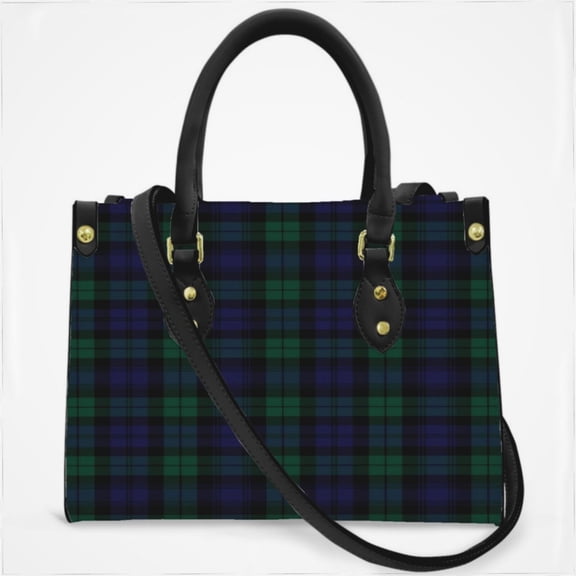Modern Cute Blue And Green Plaid Cross Body Bags For Women Small Leather Female Handbags Fashion Top-Handle Totes