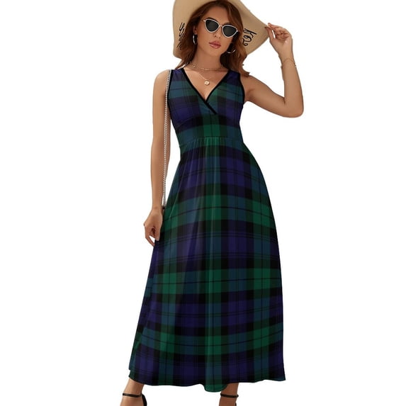 Modern Cute Blue And Green Plaid Sleeveless Dress Summer Women Clothes Dress for Pregnant Women Dresses