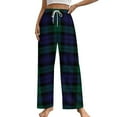 thumbnail image 1 of Modern Cute Blue And Green Plaid Women's Pajamas Pajama Pants Women's Sleepwear Lounge Sleep Bottoms Stretch with Pockets, 1 of 7