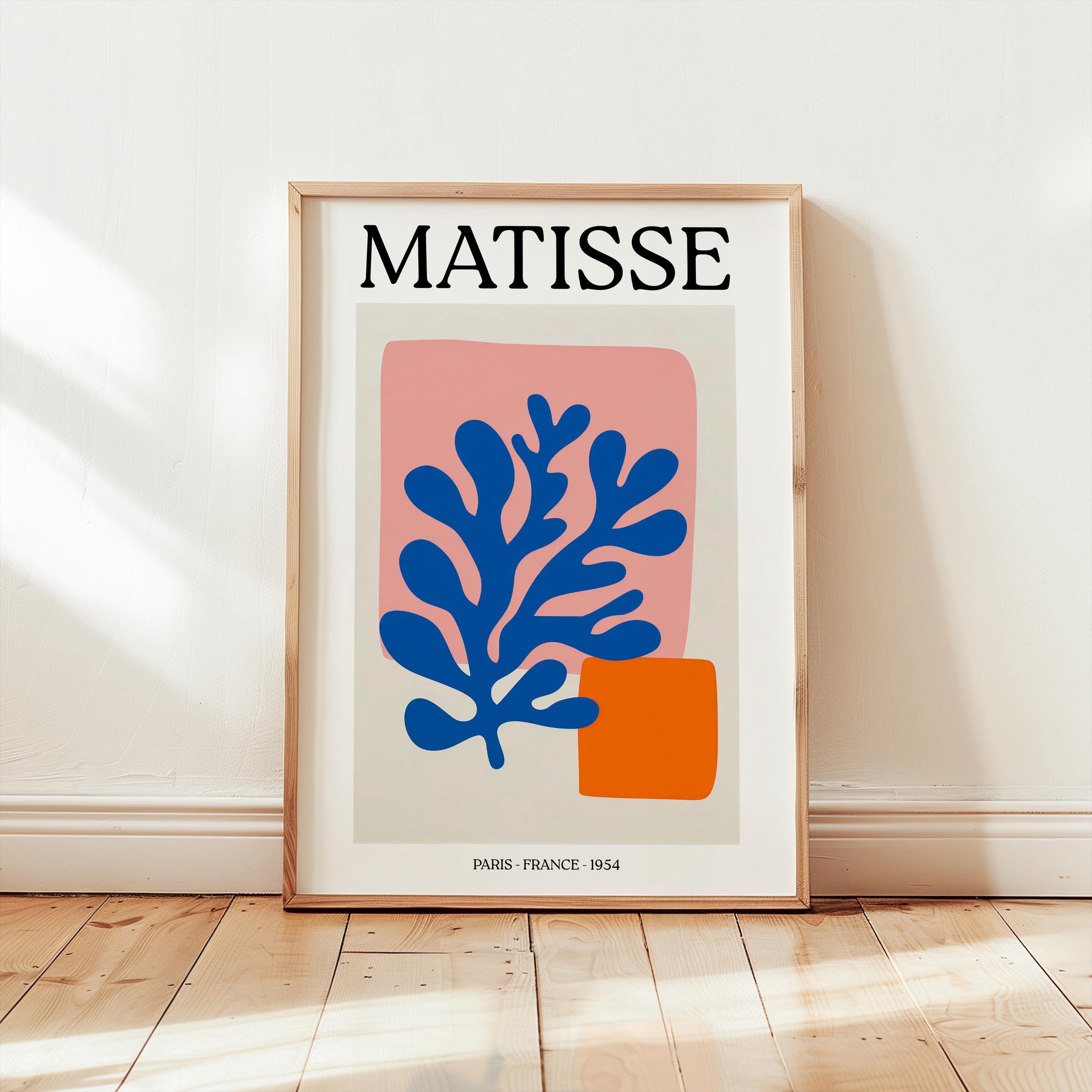 Printable Sign Photo Modern Cutout Exhibition Poster, Blue Botanical Cut Out Poster, Mid ...
