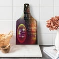 thumbnail image 1 of Modern Cutting Board, Big City Theme Urban Skyline Night Scene Full Moon Stars and Skyscrapers Image, Decorative Tempered Glass Cutting and Serving Board, Wine Bottle Shape, Multicolor, by Ambesonne, 1 of 1