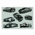 thumbnail image 1 of Modern Cutting Board, Grey Cars from Various Angles Automobile Industry Theme Vehicle, Decorative Tempered Glass Cutting and Serving Board, Small Size, Pale Sage Green White, by Ambesonne, 1 of 1