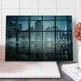 thumbnail image 1 of Modern Cutting Board, Modern New York City Scenery at Night with Skyscrapers Buildings Print, Decorative Tempered Glass Cutting and Serving Board, Large Size, Black and Dark Blue, by Ambesonne, 1 of 1