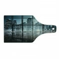 thumbnail image 1 of Modern Cutting Board, Modern New York City Scenery at Night with Skyscrapers Buildings Print, Decorative Tempered Glass Cutting and Serving Board, Wine Bottle Shape, Black and Dark Blue, by Ambesonne, 1 of 1