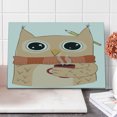 thumbnail image 1 of Modern Cutting Board, Owl with a Cup of Coffee and Scarf Student Midterms Humor Illustration, Decorative Tempered Glass Cutting and Serving Board, Large Size, Cinnamon Sand Brown, by Ambesonne, 1 of 5