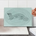thumbnail image 1 of Modern Cutting Board, Squirrel Surrounded by Geometric Squares Triangles Circles Work of Art Print, Decorative Tempered Glass Cutting and Serving Board, Small Size, White Grey, by Ambesonne, 1 of 1