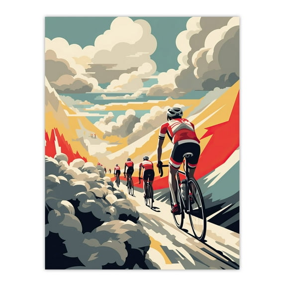 Modern Cycle Road Race Artwork Paris Roubaix Hell Of The North Haute Route Cycling Painting Extra Large XL Wall Art Poster Print