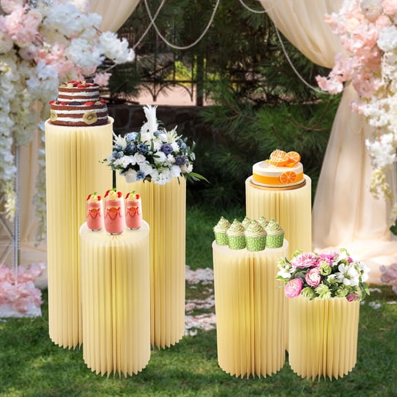 Modern Cylinder Flowers Stand, Dessert Table, Columns Display Off White for Wedding Party Garden Decoration