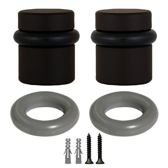 Design House 2-Pack Modern Cylindrical Floor Mounted Door Stops with Rubber Bumper, Oil Rubbed Bronze