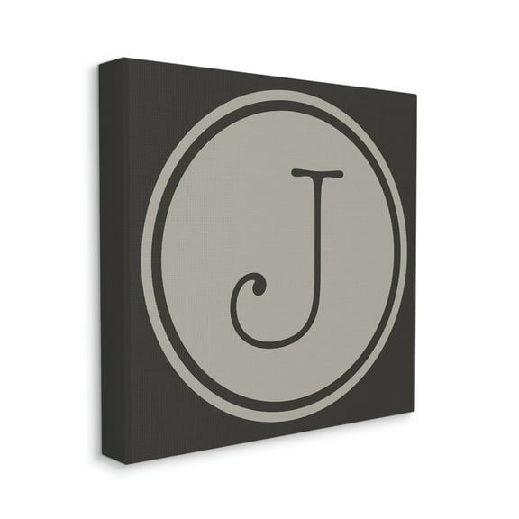 Modern D Initial Elevator Key Circular Shape Typography Gallery-Wrapped Canvas Print Wall Art, 17x17